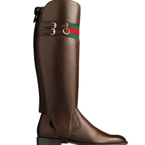 GUCCI: Brown Leather, Boot Shaft Gaiters -One Size - Picture 1 of 9
